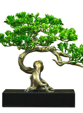 聚善缘迎客松铜摆件高档开业礼品