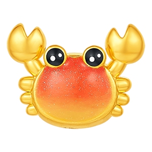 潮宏基钳多多黄金串珠足金转运珠5D硬金珐琅小螃蟹铜钱礼物 L