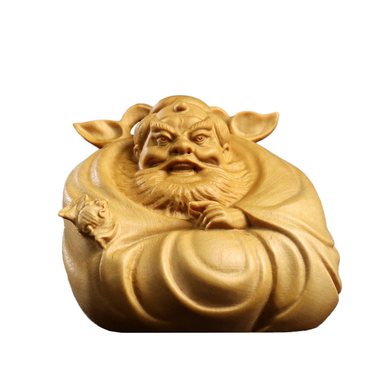 黄杨木雕天师钟馗招财赐福摆件