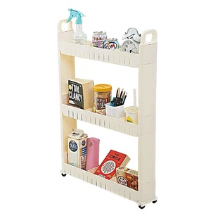 4-Tier Slim Mobile Shelving Unit on Wheels Bathroom Storage