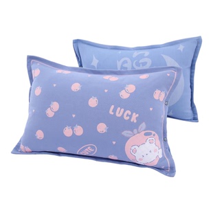 中号枕头套40*60一只纯棉纱布加厚柔软吸汗成人儿童按扣乳胶枕套