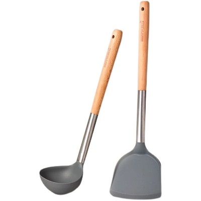 happycall不粘锅炒菜木柄硅胶铲