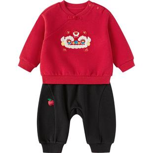 【商场同款】巴拉巴拉宝宝国风套装男童女童春秋款红色新年款衣服