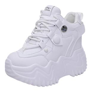 震地王真皮老爹鞋女2025春季新款网红厚底内增高ins休闲运动单鞋