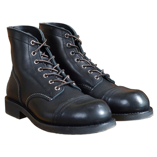 全扣眼复古黑油蜡头层牛皮固特异8111伞兵靴男机车马丁靴短靴子