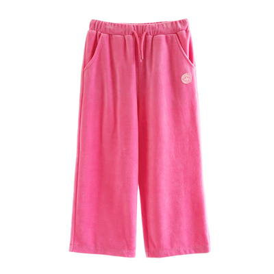 ILOVEJ女童天鹅绒阔腿运动裤