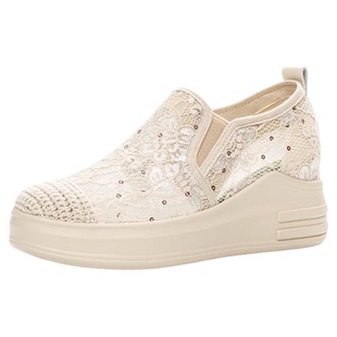 内增高女鞋小白鞋女士松糕鞋网鞋厚底休闲鞋网面透气小个子鞋子潮