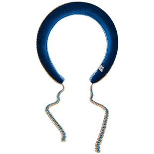 L9000/小众雾霾蓝韩版大脸发箍高颅顶显脸小晚宴发卡秋冬丝绒头饰