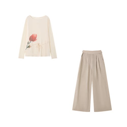 XWI欣未含亚麻莱赛尔呼吸感松弛套装女春季休闲通勤穿搭一整套