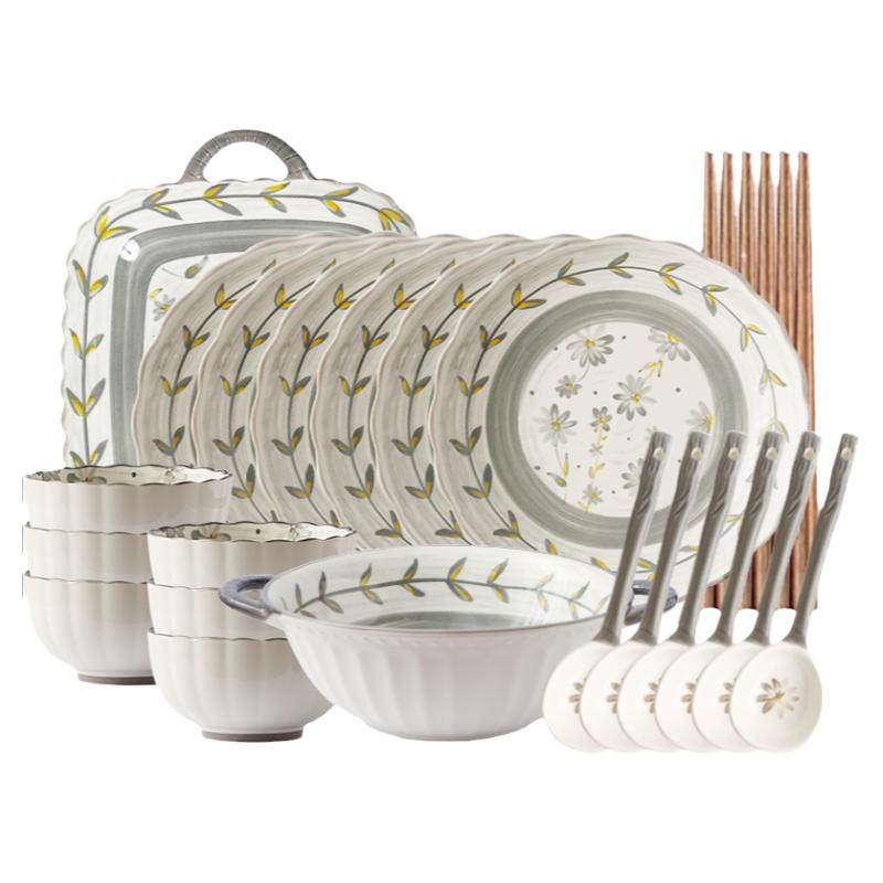 陶瓷碗碟套装家用碗盘2025新款碗筷碗具乔迁新居礼物釉下彩餐具