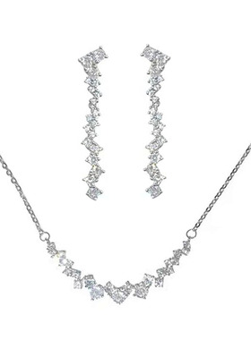 锆石细链条女项链耳环百搭温柔