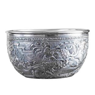 傣族银钵999纯银西双版纳景区同款纯手工银盆足银家用大号银碗