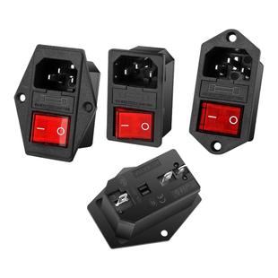 三线快接 三3孔品字电源插座含保险丝座带灯船形开关公座插头三脚