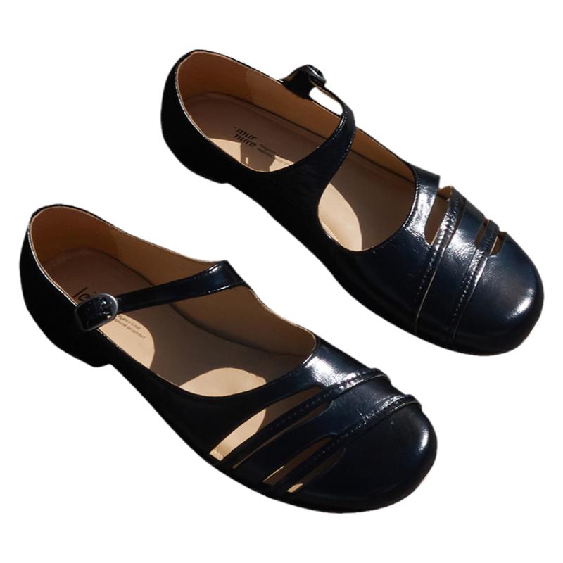 Le' Murmure原创设计意大利进口牛皮镂空平底鞋玛丽珍女春夏款