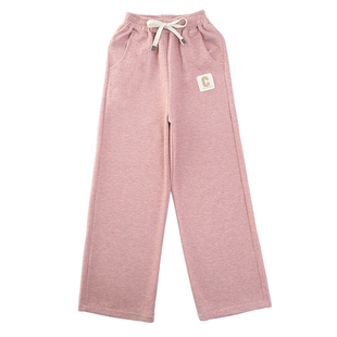 女童加绒裤子秋冬儿童宽松休闲时尚条绒直筒裤大童洋气阔腿裤冬季