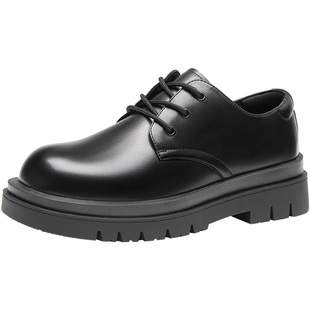 大东皮鞋男2026春季新款时尚简约平底中跟系带百搭英伦风商务男鞋