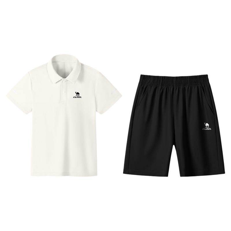 小骆驼儿童运动套装2026新款休闲速干夏季男女童POLO衫短裤两件套