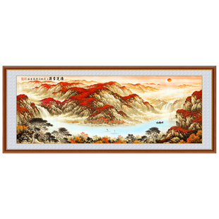 壁画自粘画办公室客厅装饰画鸿运当头山水画挂画背景墙聚宝盆贴画