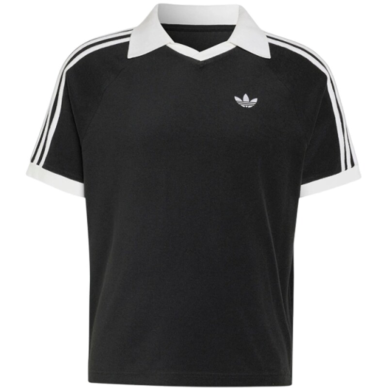adidas阿迪达斯三叶草男子休闲风撞色运动V领短袖POLO衫KW7397