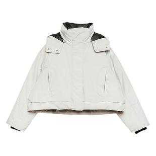 qc女装自制宽松连帽防风户外90白鸭绒羽绒服冬运动冲锋衣外套