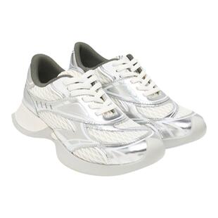 白鹿同款lost in echo厚底轻便真皮网面银色休闲跑鞋运动鞋女