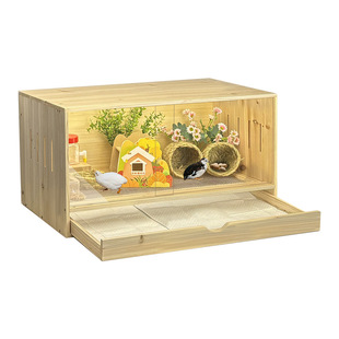 芦丁鸡抽屉式饲养箱推拉门小鸡笼子通风造景小屋卢丁鸡育雏保温箱