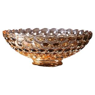 欧式家用水果盘轻奢高档客厅茶几乔迁水晶玻璃零食果干盘摆件套装