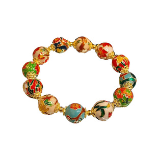 十二花神银手链珠珠纯银鎏金景泰蓝本命花神守护珐琅彩圆珠银手串