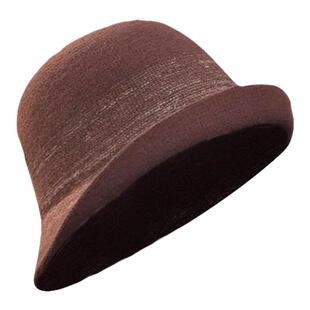 气质百搭英伦风翘边渔夫帽子女款2026年春秋季新款时尚毛呢盆帽潮