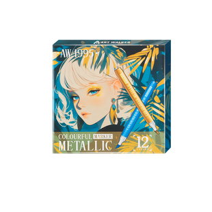 Artwalker超级金属色丙烯马克笔12色上色工具高达模型机甲涂漆笔镀铬笔镜面笔手办上色补色笔