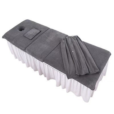 美容院床单浴毛巾裙铺床开洞套件