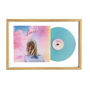 12寸黑胶唱片双面透明装裱框相框音乐CD专辑收纳框实木挂墙展示架