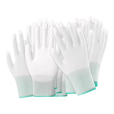 PU涂掌尼龙手套薄款白色涂胶浸胶