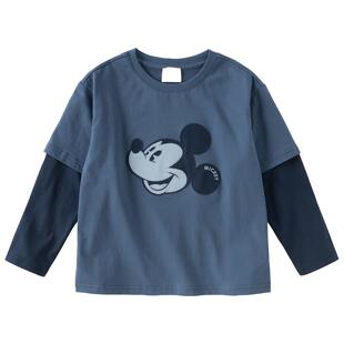 迪士尼IP戴维贝拉中大童长袖T恤2026春装新款男童米奇假两件上衣