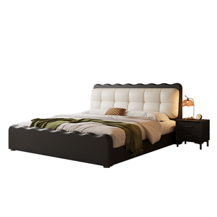 政府补贴蓝色理想复古涟漪床网红黑白云朵主卧现代简约软包双人床