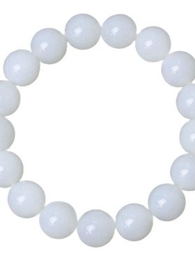 天然和田白玉俄料卡12mm圆珠手串天然玉石老料白色精品玉石手串