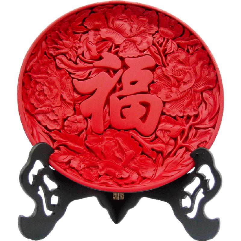 扬州漆器剔红雕漆国风台屏摆件开业乔迁会议单位印字礼品定制批发