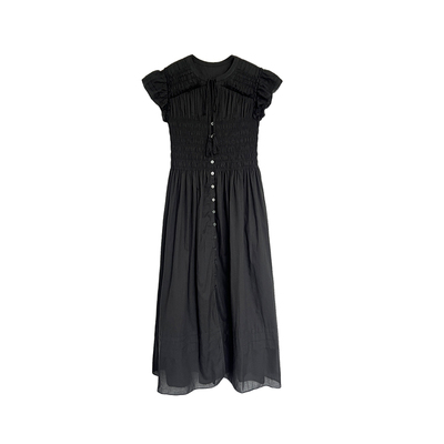 法式复古小飞袖长款连衣裙