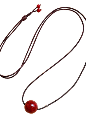 原石全透晶体砂朱砂吊坠项链收藏