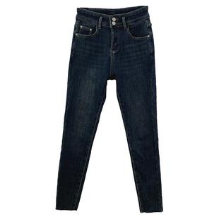 水貂绒高腰显瘦加厚加绒小脚裤女冬季靴裤修身牛仔裤百搭铅笔裤冬