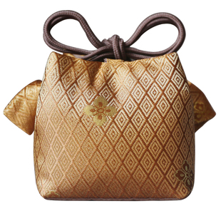 春泥棉布加厚收纳旅行包茶叶罐茶杯茶具布袋茶壶织锦菱花布包