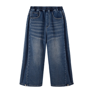 左西童装男童加绒裤子秋冬款保暖儿童冬装牛仔裤2026新款大童长裤