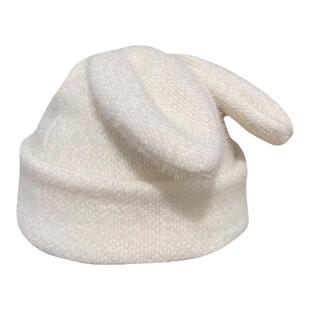 韩版ins毛绒兔耳朵毛线堆堆帽子女秋冬天保暖针织帽日系网红冷帽