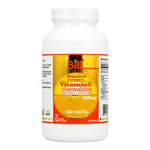BILL维生素C咀嚼片 儿童维C 水果味 维他命C高含量500mg VitaminC