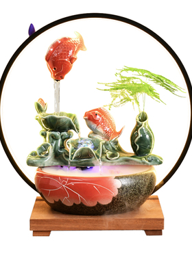 锦鲤流水喷泉悬空开业送礼摆件