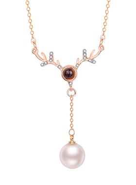 一路有你鹿角投影项链潮简约气质