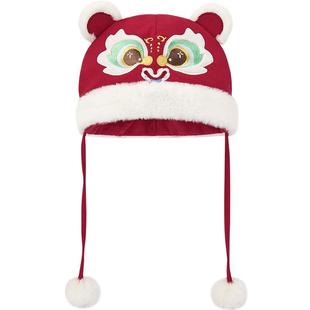 巴拉巴拉儿童帽子虎头帽男女童2026年冬装宝宝拜年新年喜庆保暖红