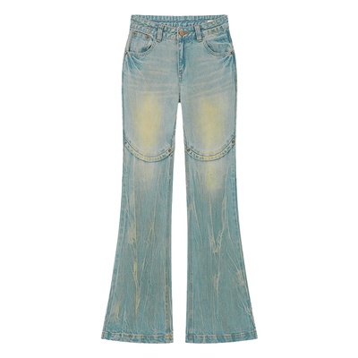 出逃赤岗西原创设计感微喇牛仔裤