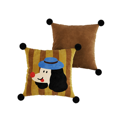 快乐小狗卡通可爱条纹客厅抱枕枕套枕芯可拆洗沙发靠枕垫耐脏4545