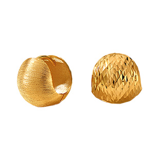 松果 双面耳环18K金彩金拉丝耳饰圆球耳圈耳环耳扣18K金耳钉女